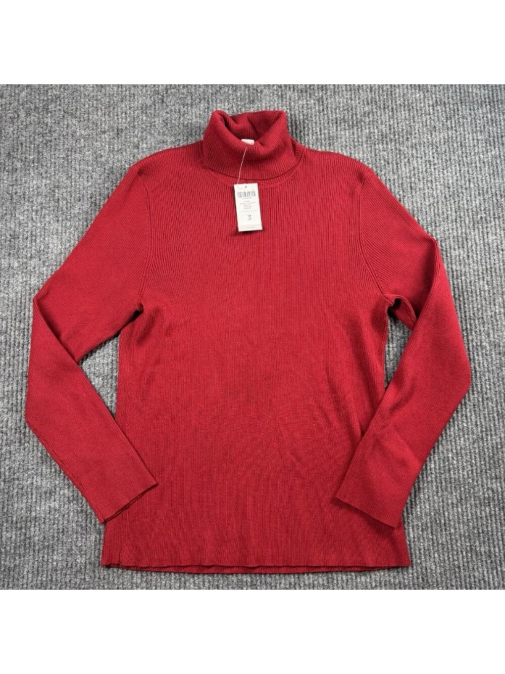 Chicos Reagan Turtleneck Sweater Top Womens 3/XL Red Ribbed Long Sleeve NEW